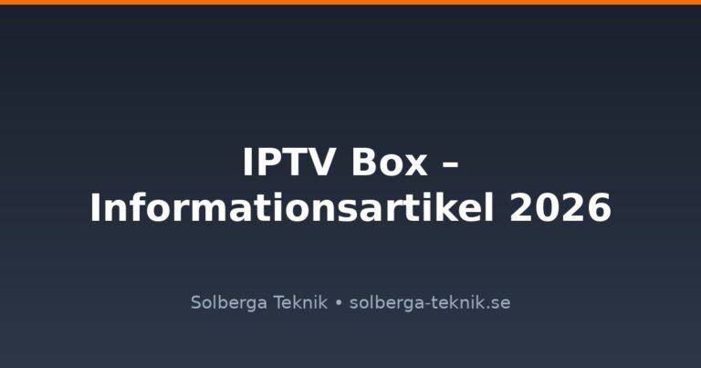Ip Tv Box – Informationsartikel 2026